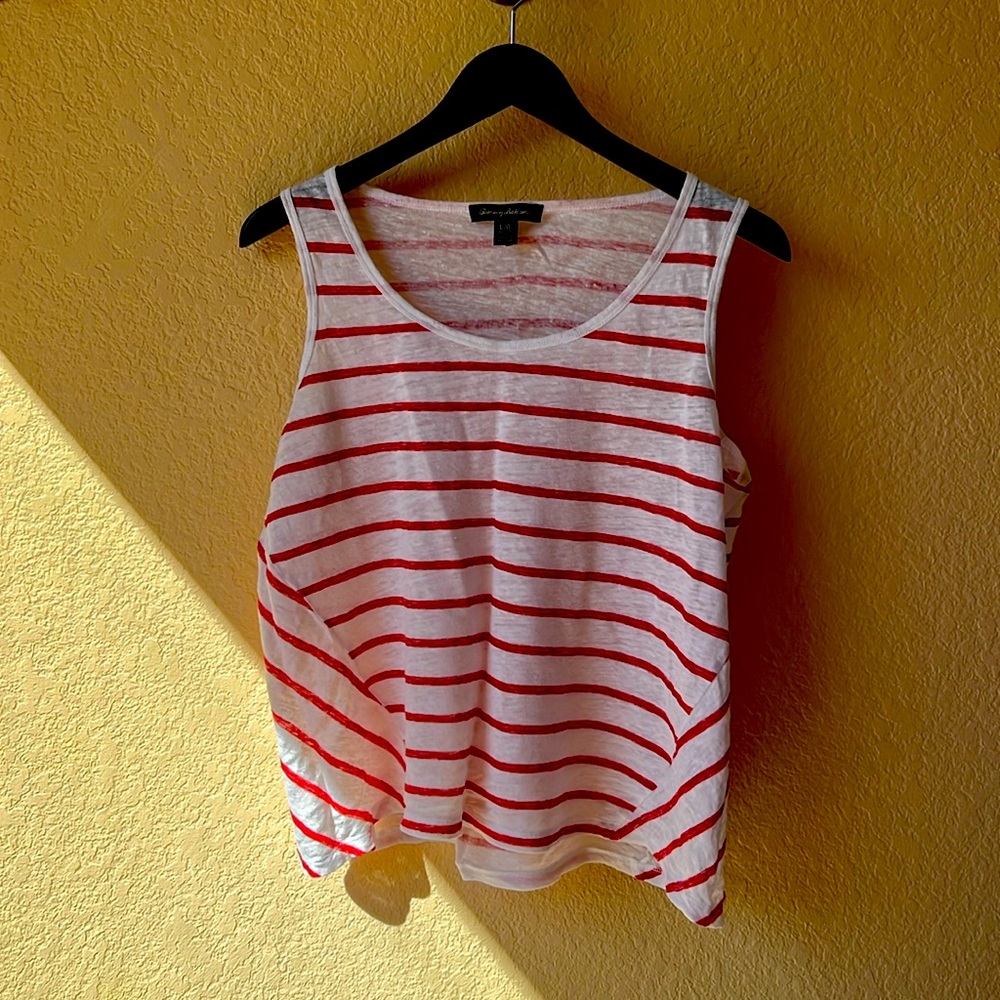 Tommy Bahama 100% Linen white and red stripes Tank Top size large